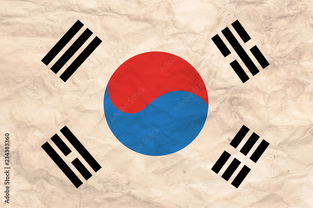 Naklejka premium Flag of South Korea grunge style.