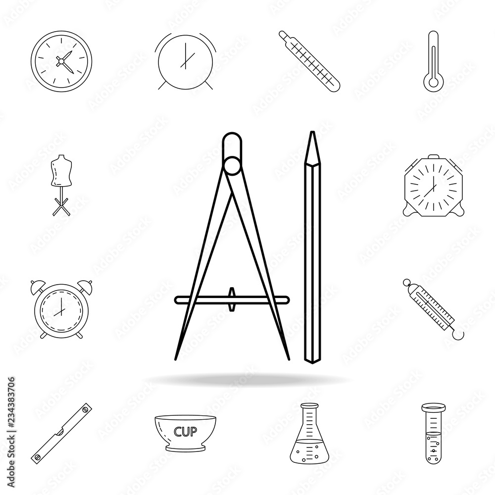 Obraz premium compasses and pencil icon. Detailed set of measuring instruments icons. Premium graphic design. One of the collection icons for websites, web design, mobile app