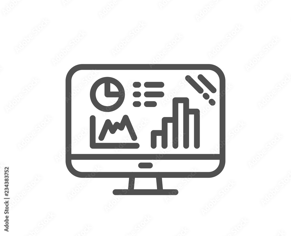 Analytics graph line icon. Column chart sign. Growth diagram symbol. Quality design flat app element. Editable stroke Analytics graph icon. Vector Analytics graph line icon. Column chart sign. Growth diagram symbol. Quality design flat app element. Editable stroke Analytics graph icon. Vector