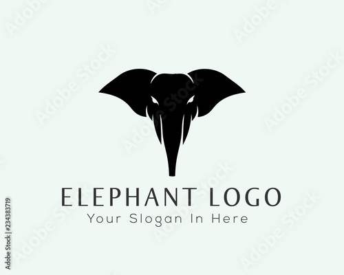 elegant Head elephant from front view logo design inspiration