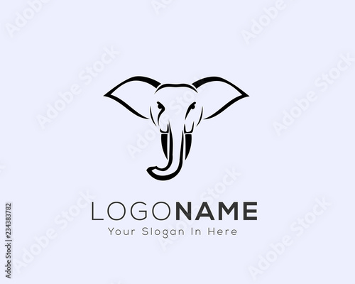 front view head elephant drawing art logo design inspiration