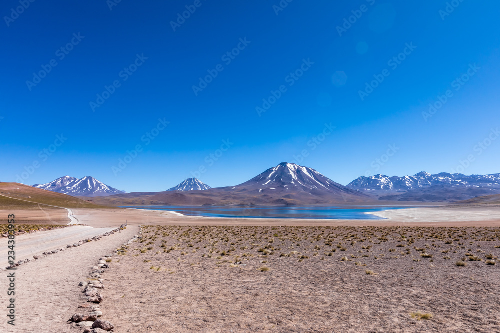 Lagunas Altiplanicas, Miscanti y Miniques, amazing view at Atacama Desert. Chile, South America.