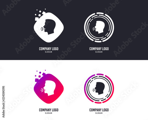 Free Download Logotype concept. Talk or speak icon. Loud noise symbol. Human talking sign. Logo design. Colorful buttons with icons. Vector - GFXLoad