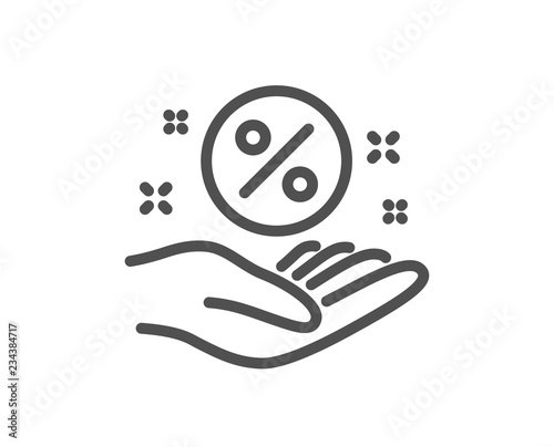 Loan percent line icon. Discount sign. Credit percentage symbol. Quality design flat app element. Editable stroke Loan percent icon. Vector
