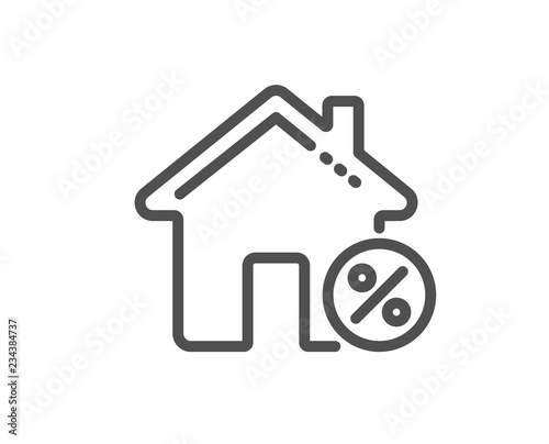 Loan house percent line icon. Discount sign. Credit percentage symbol. Quality design flat app element. Editable stroke Loan house icon. Vector