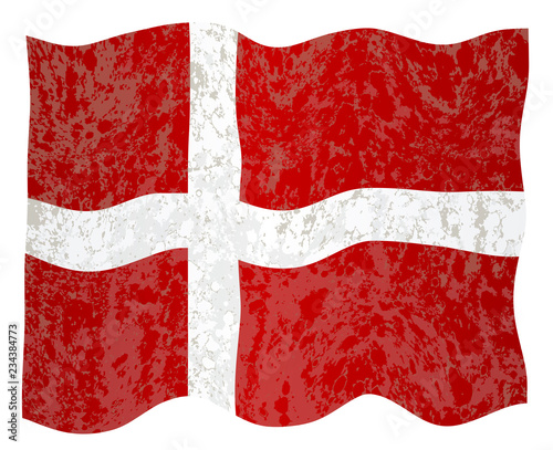 Flag of Denmark Grunge Waving