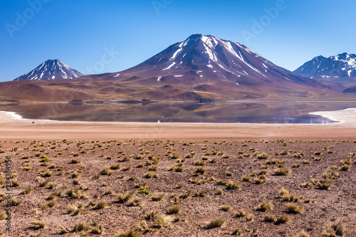 Lagunas Altiplanicas, Miscanti y Miniques, amazing view at Atacama Desert. Chile, South America. photo