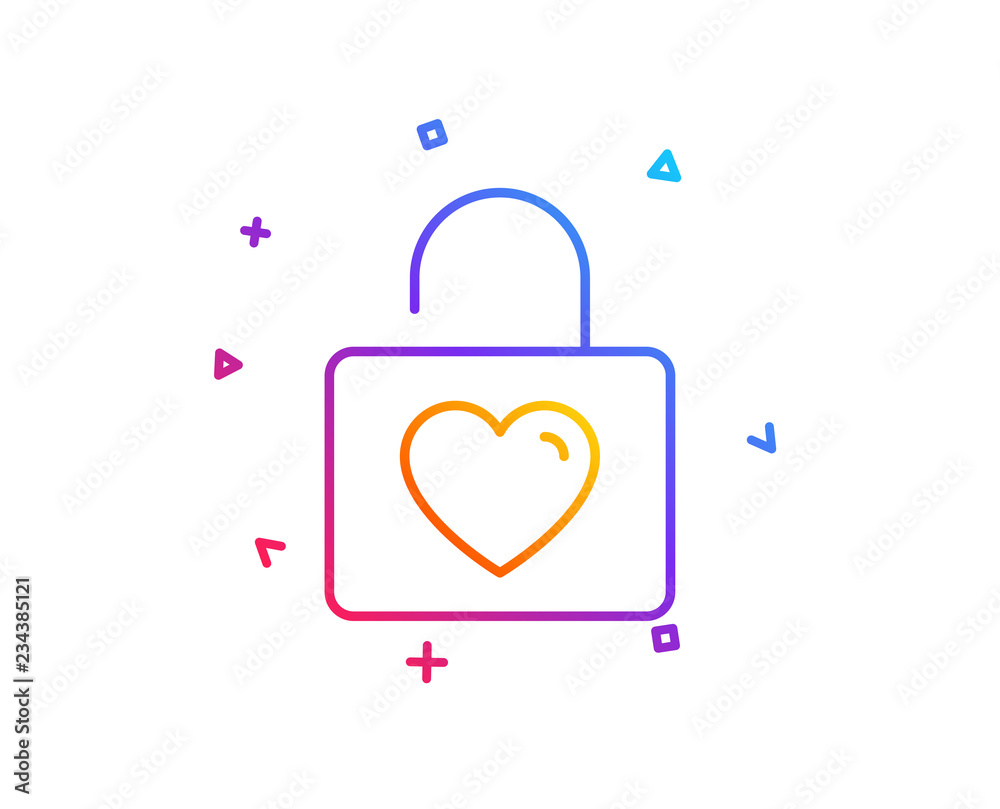 Locker with Heart line icon. Love symbol. Valentines day or Wedding sign. Gradient line button. Wedding locker icon design. Colorful geometric shapes. Vector Locker with Heart line icon. Love symbol. Valentines day or Wedding sign. Gradient line button. Wedding locker icon design. Colorful geometric shapes. Vector