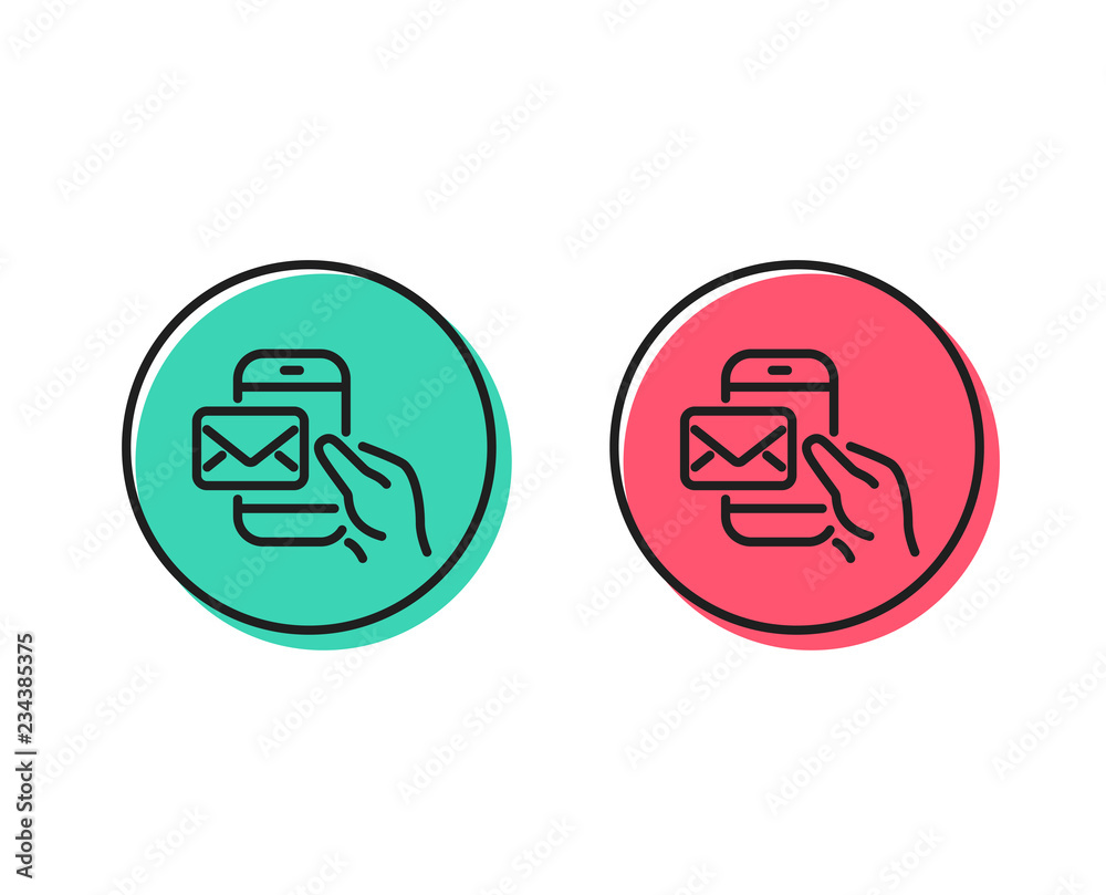 Messenger Mail line icon. New newsletter sign. Phone E-mail symbol. Positive and negative circle buttons concept. Good or bad symbols. Messenger Mail Vector Messenger Mail line icon. New newsletter sign. Phone E-mail symbol. Positive and negative circle buttons concept. Good or bad symbols. Messenger Mail Vector