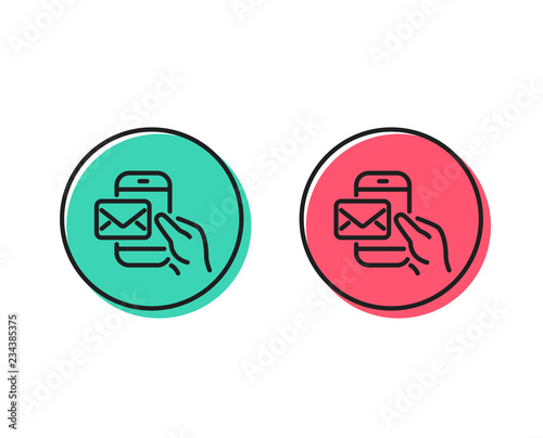 Messenger Mail line icon. New newsletter sign. Phone E-mail symbol. Positive and negative circle buttons concept. Good or bad symbols. Messenger Mail Vector