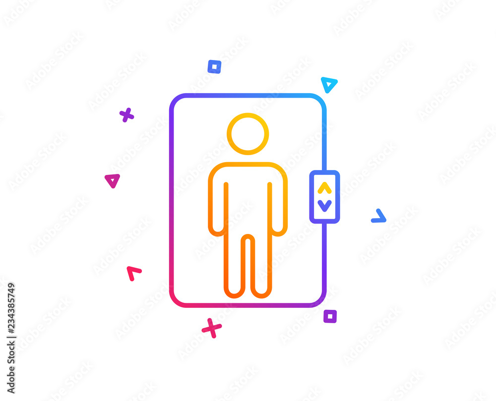 Elevator line icon. Transportation lift sign. Gradient line button. Elevator icon design. Colorful geometric shapes. Vector Elevator line icon. Transportation lift sign. Gradient line button. Elevator icon design. Colorful geometric shapes. Vector