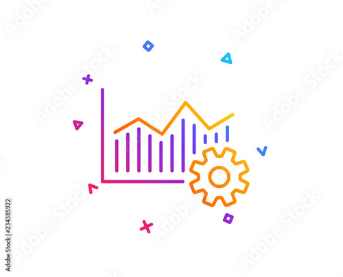 Operational excellence line icon. Cogwheel sign. Gradient line button. Operational excellence icon design. Colorful geometric shapes. Vector