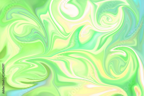 Digital blurred light green and light yellow background with spread liquify flow for design