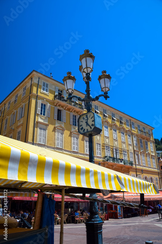 The Cours Saleya marketplace in the old city on Nice on the Cote D'Azur, France