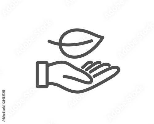 Leaf line icon. Grow plant sign. Environmental care symbol. Quality design flat app element. Editable stroke Leaf icon. Vector