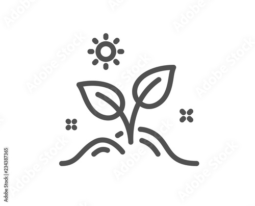 Leaves line icon. Grow plant leaf sign. Environmental care symbol. Quality design flat app element. Editable stroke Grow plant icon. Vector