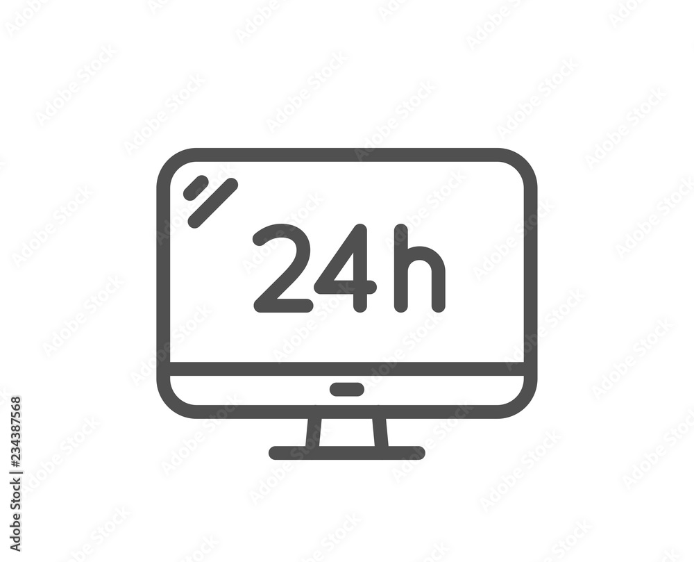 24 hour service line icon. Call support sign. Feedback chat symbol. Quality design flat app element. Editable stroke 24h service icon. Vector 24 hour service line icon. Call support sign. Feedback chat symbol. Quality design flat app element. Editable stroke 24h service icon. Vector