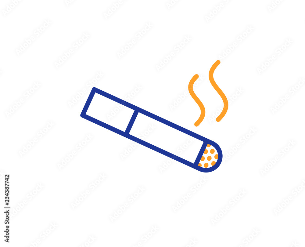 Smoking area line icon. Cigarette sign. Smokers zone symbol. Colorful outline concept. Blue and orange thin line color icon. Smoking Vector Smoking area line icon. Cigarette sign. Smokers zone symbol. Colorful outline concept. Blue and orange thin line color icon. Smoking Vector