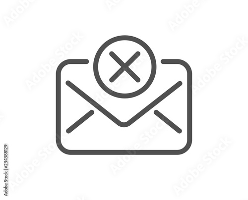 Reject mail line icon. Delete message sign. Decline web letter. Quality design flat app element. Editable stroke Reject mail icon. Vector