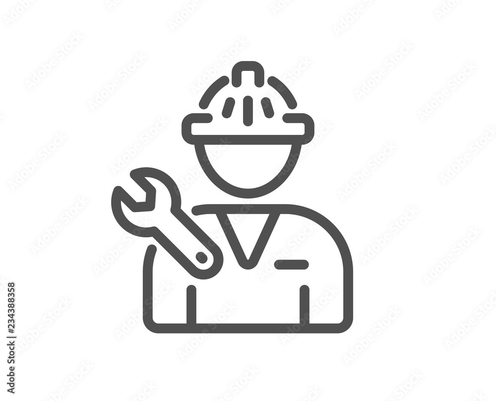 Spanner tool line icon. Repairman service sign. Fix instruments symbol. Quality design flat app element. Editable stroke Repairman icon. Vector Spanner tool line icon. Repairman service sign. Fix instruments symbol. Quality design flat app element. Editable stroke Repairman icon. Vector