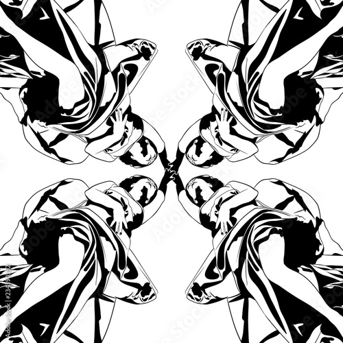 Vector hand drawn illustration of women isolated. Tattoo artwork in realistic style. Template for card, poster, banner, print for t-shirt, label.