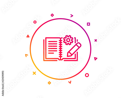 Engineering documentation line icon. Technical instruction sign. Gradient pattern line button. Engineering documentation icon design. Geometric shapes. Vector