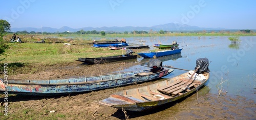 Boats fishing in Lam Ta Khong dam  Pak Chong District  Nakhon Ratchasima Province  Thailand