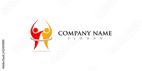 People Together Reach on Goal/Health Clean Logo Template