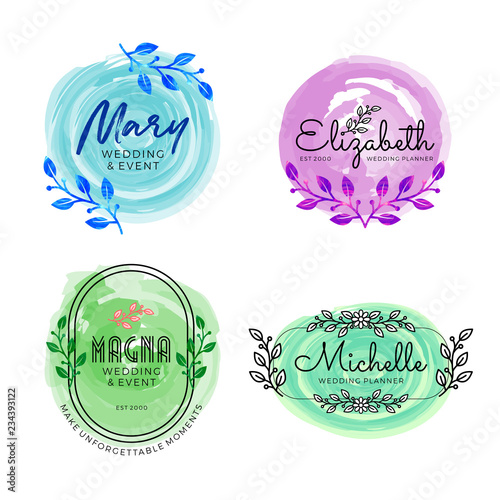 Water color Logo Templates for Wedding Planner