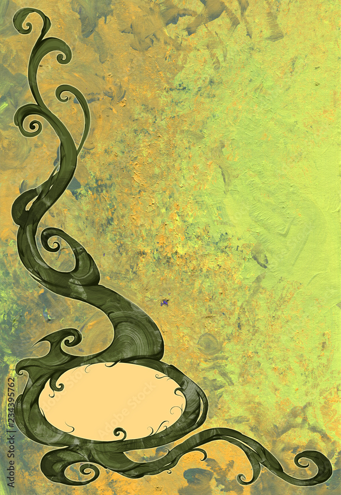 Digital design illustration of a beautiful, elegant and curled frame ...