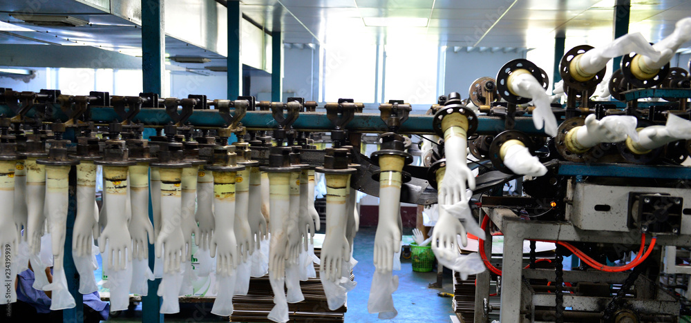 Obraz premium Rubber gloves production line