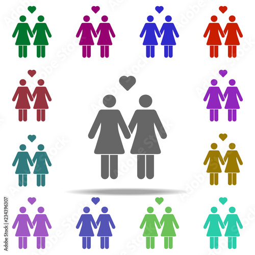 loving lesbian couple icon. Elements of People in love in multi color style icons. Simple icon for websites, web design, mobile app, info graphics