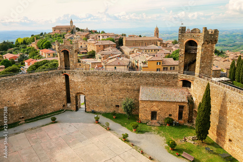 Fortress and town of Montalcino in Val d'Orcia, Tuscany, Italy
