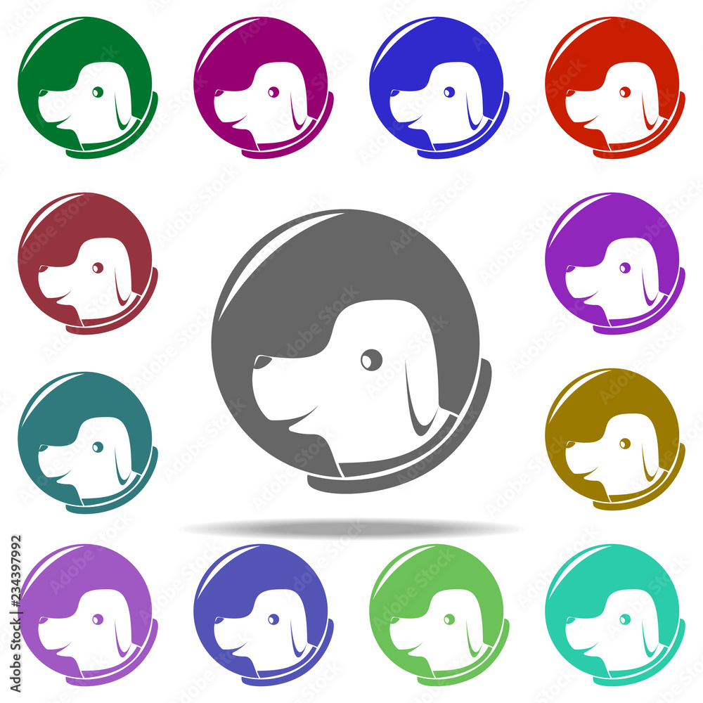 first dog cosmonaut icon. Elements of Space in multi color style icons. Simple icon for websites, web design, mobile app, info graphics - obrazy, fototapety, plakaty 