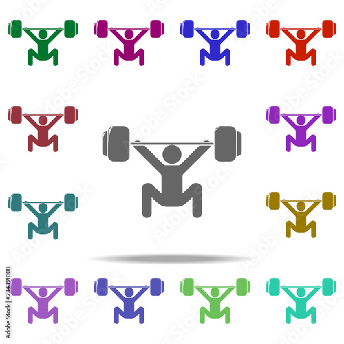 athlete with a barbell icon. Elements of Sport in multi color style icons. Simple icon for websites  web design  mobile app  info graphics