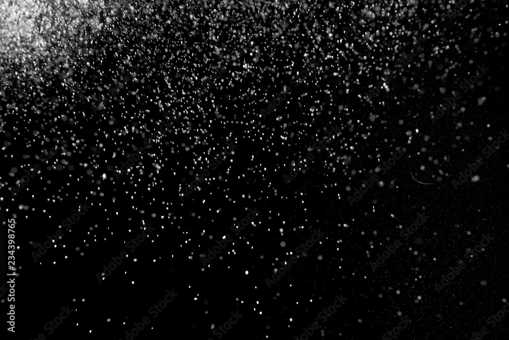 Falling Snow down On The Black Background