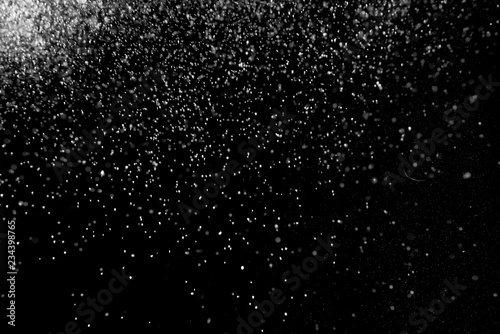 Falling Snow down On The Black Background