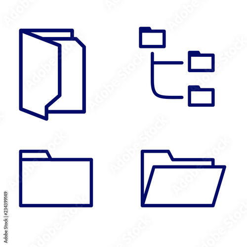 Folders Icons Vector Line Design Template.