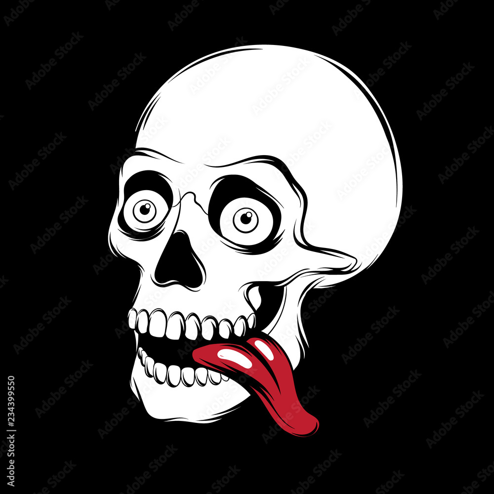 Fototapeta premium Vector hand drawn illustration of human skull .