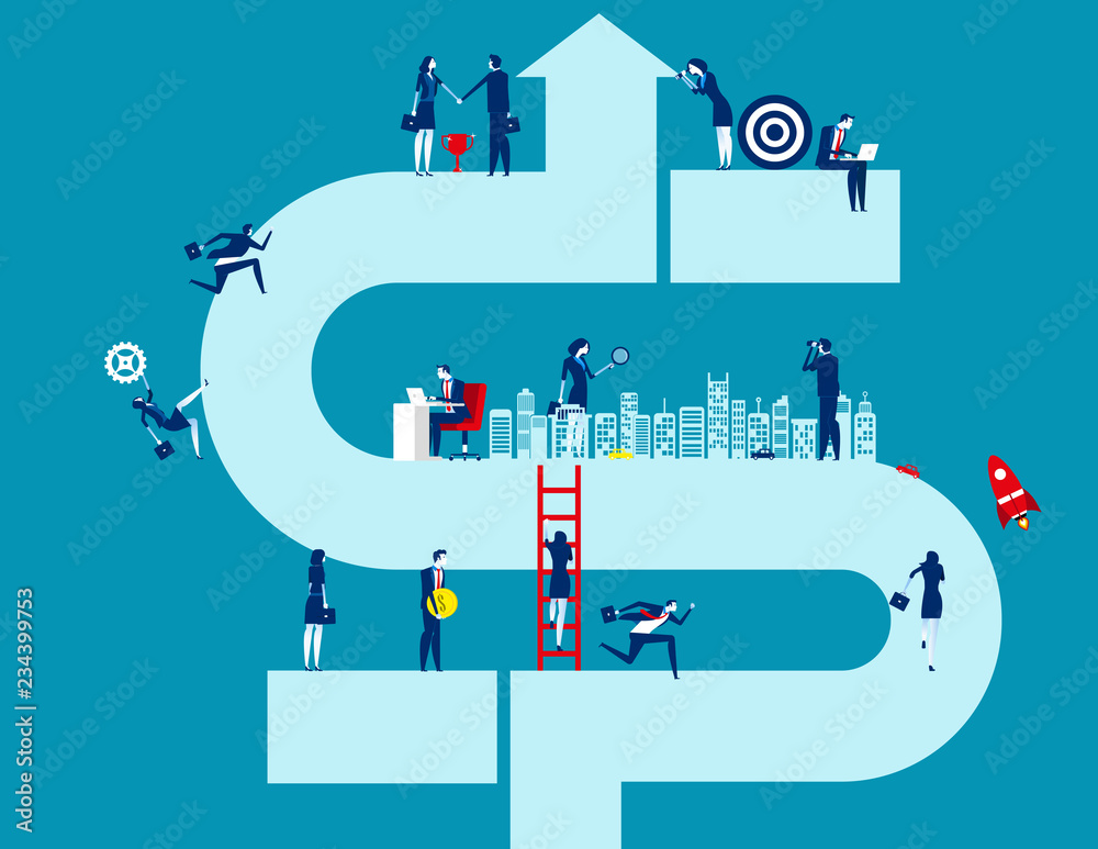 Business finance and industry up progress. Concept business vector illustration, Teamwork, Success, Analysis.