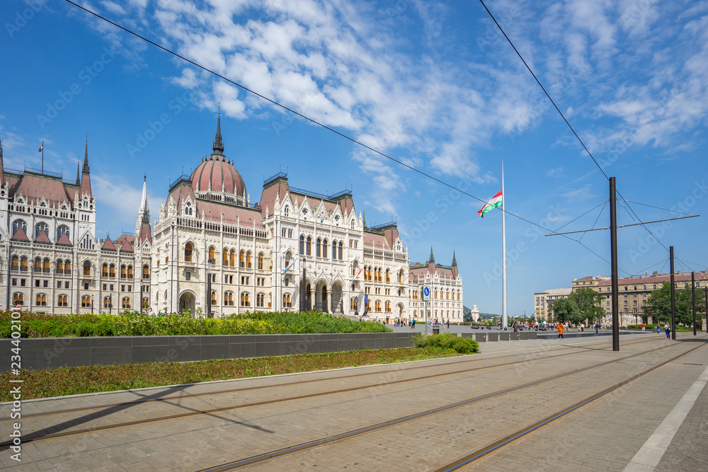 Obraz premium Hungarian Parliament Building in Budapest city, Hungary