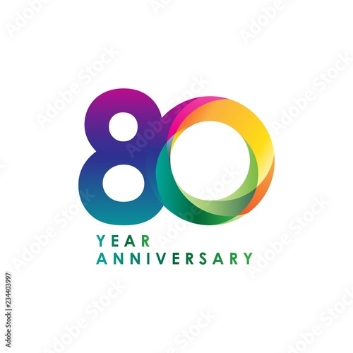 80 Year Anniversary Vector Template Design Illustration