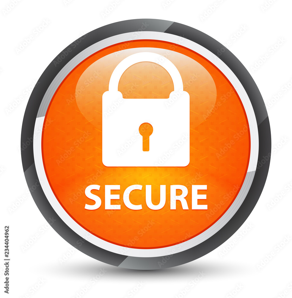 Secure (padlock icon) galaxy orange round button Secure (padlock icon) galaxy orange round button