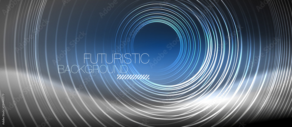 Neon circles abstract background, shiny lines Neon circles abstract background, shiny lines