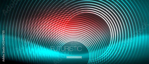 Neon glowing techno lines, hi-tech futuristic abstract background template with square shapes