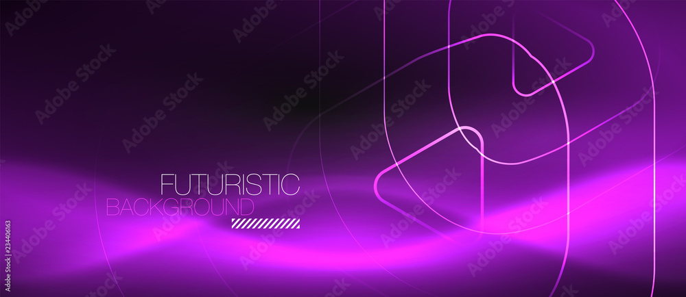 Dark black abstract background with neon colors and lines