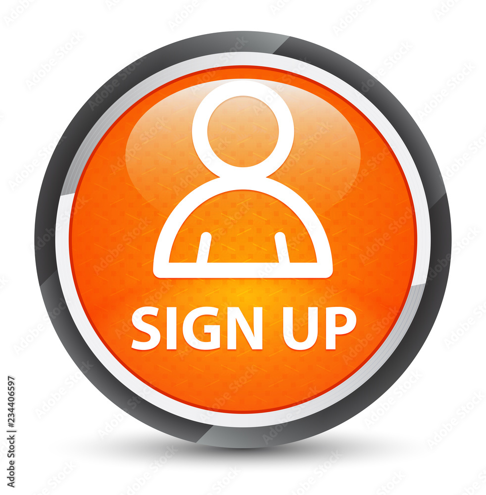 Sign up (member icon) galaxy orange round button Sign up (member icon) galaxy orange round button