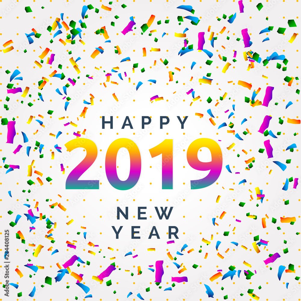 Happy New Year 2019 Illustration Concept Happy New Year 2019 Illustration Concept