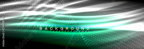 Liquid neon flowing waves, glowing light lines background