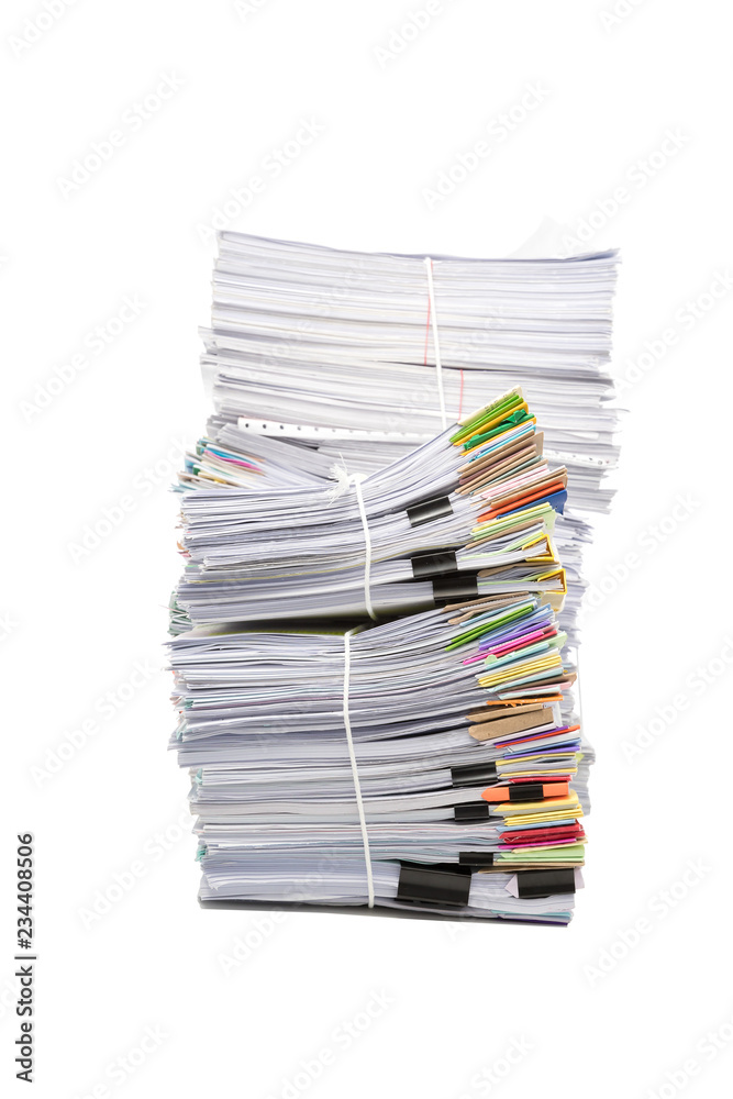 Stack of business document papers isolated on white background Stack of business document papers isolated on white background